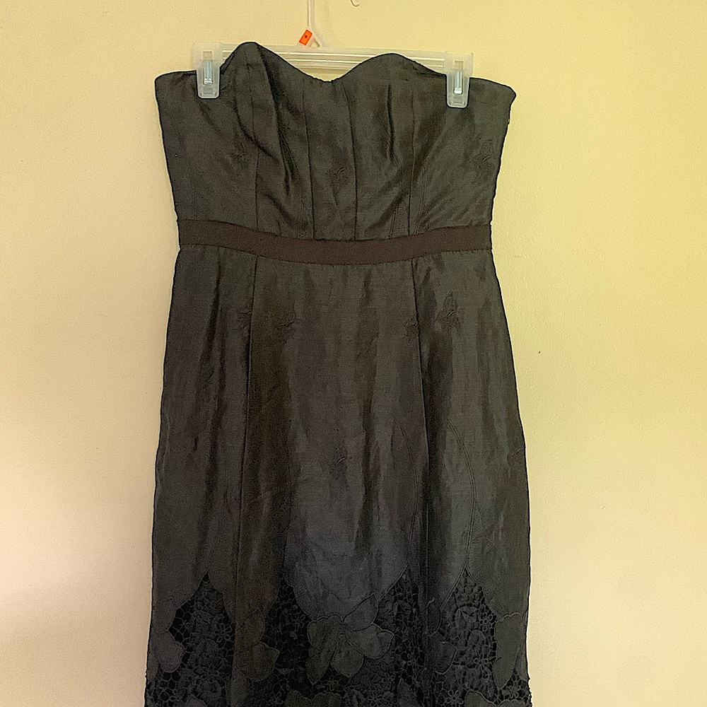 Black strapless lace dress